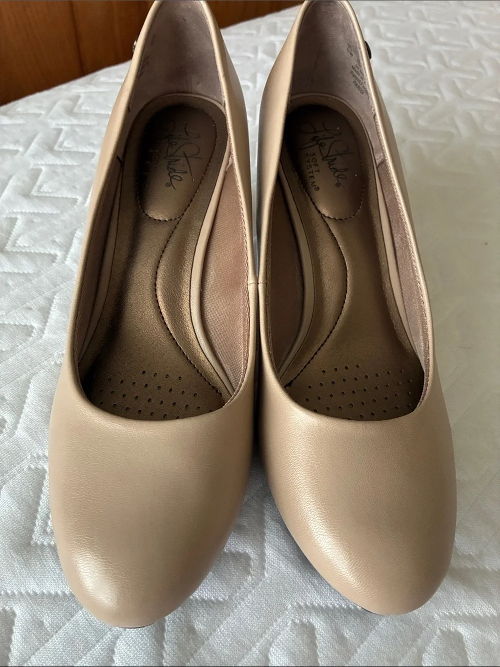 Life Stride Beige Mid Heel Pump - Classic Neutral Women's Shoes